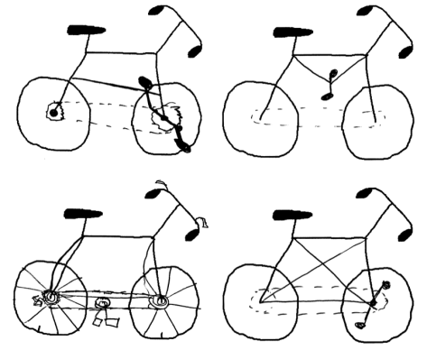 Four badly drawn bikes
